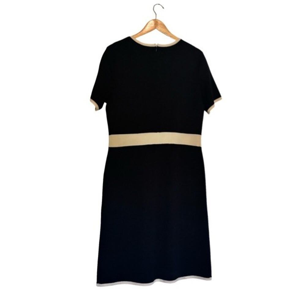 Brooks Brothers Wool Dress Merino Black Knit Colorblock Size Large Office FLAWED - Picture 4 of 10